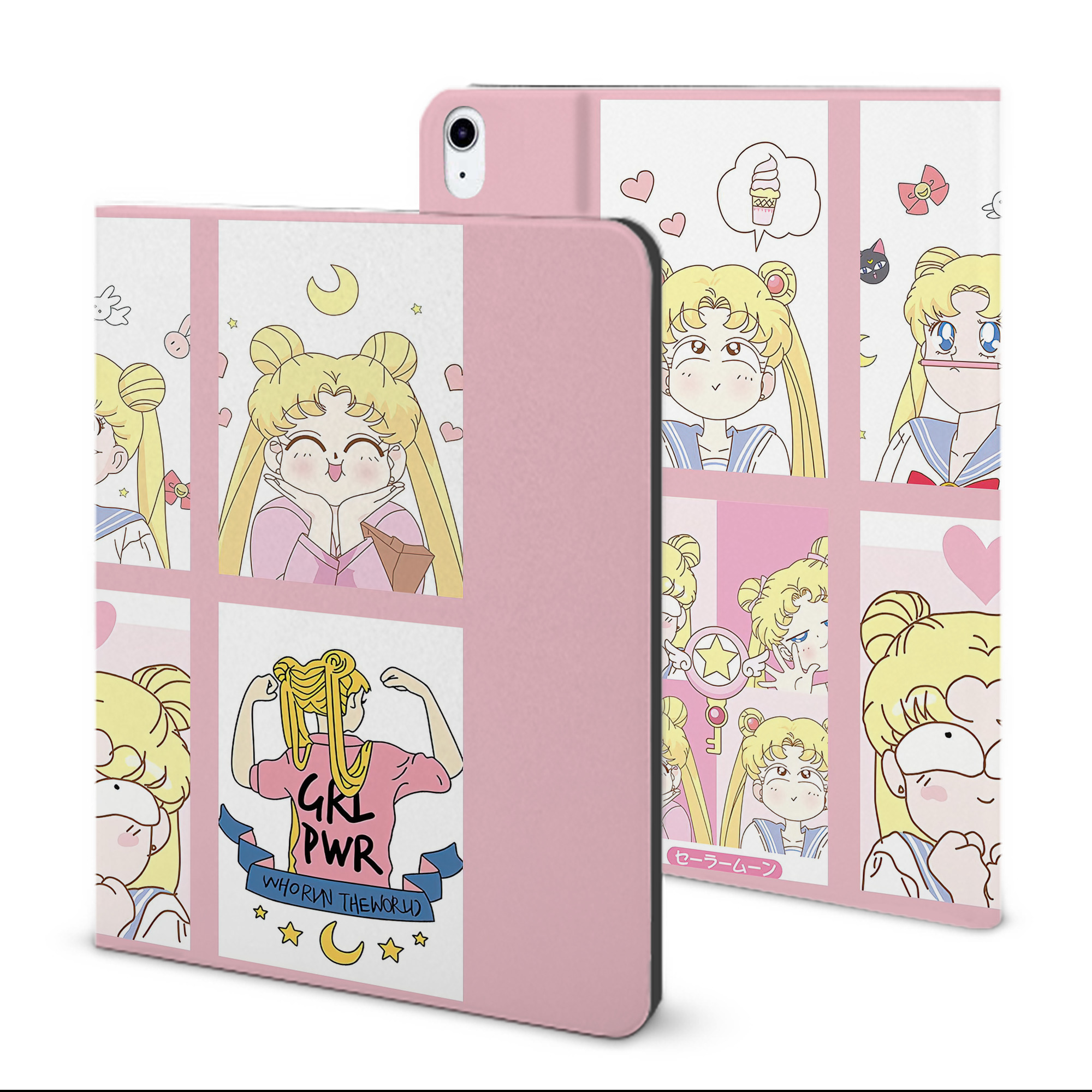 （画像用） 美少女戦士セーラームーン Sailor Moon IPad ケース ブック型 PUレザー TPU 耐衝撃 軽量 薄型 ペン収納なし 全面保護 IPad 各モデル対応